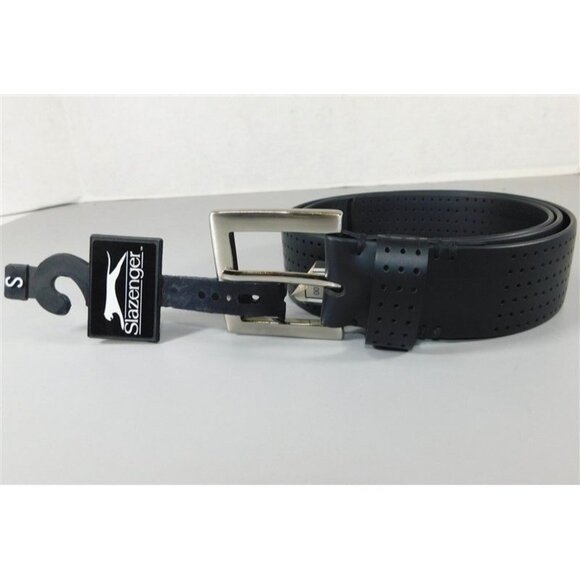 7/970 Slazenger Black Leather Belt Size Small - Picture 1 of 4